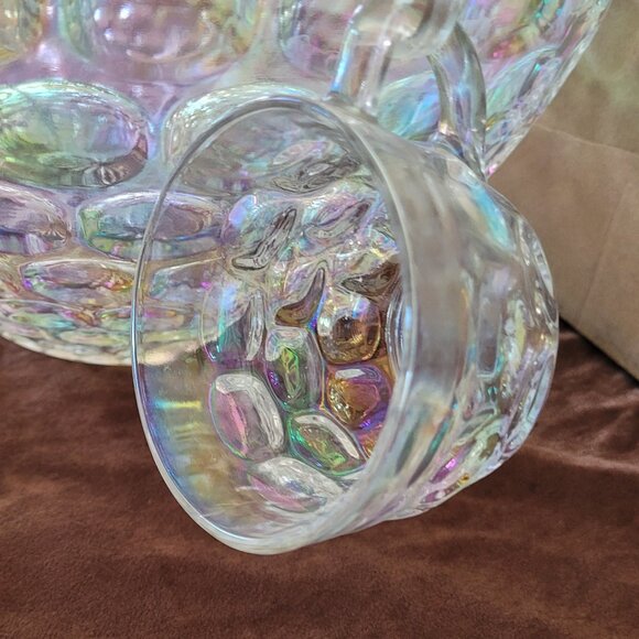 Vintage Thumbprint Carnival Glass Punch Bowl Set - Picture 7 of 8